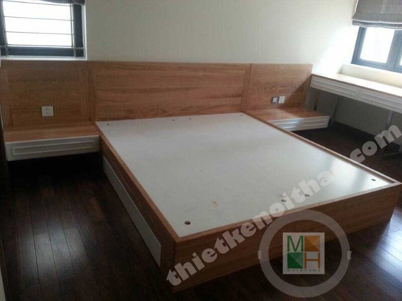 Lắp đặt giường ngủ hiện đại gỗ công nghiệp cho phòng ngủ master